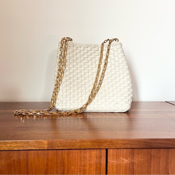 Vintage Leather Woven Cream Bag - Picture 3 of 10